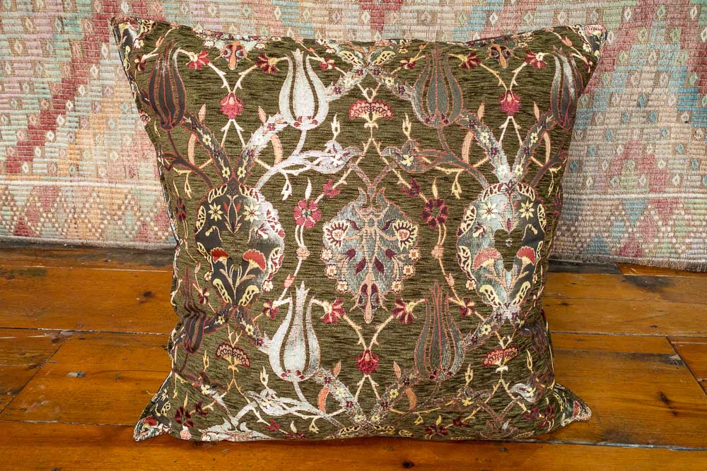 Medium Green Ottoman Turkish Tulip Cushion Cover 68x68cm